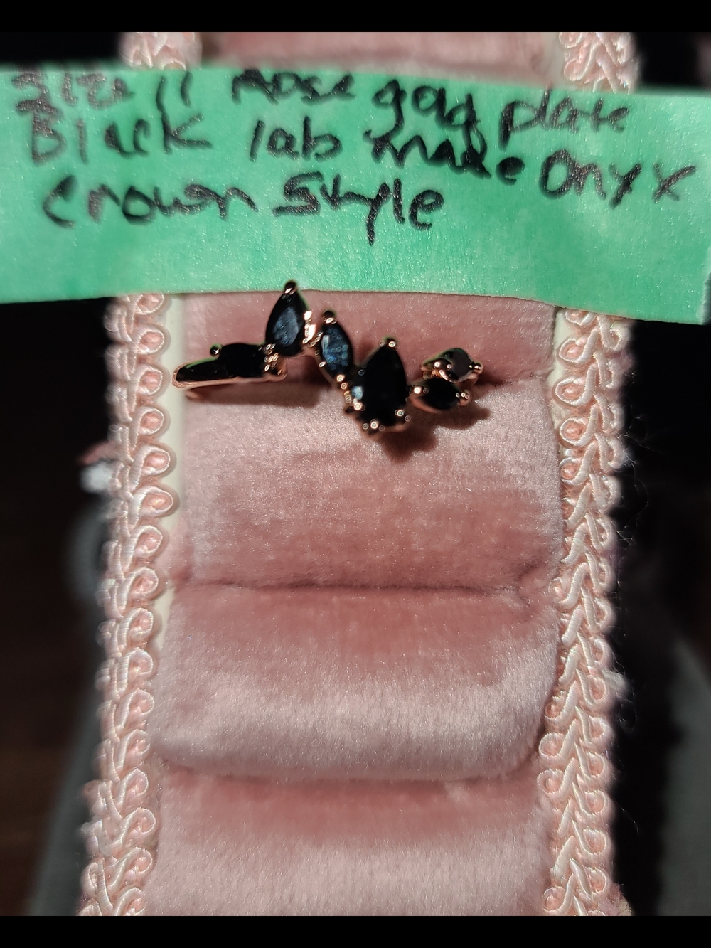 Gold-Plated Black Onyx Crown Style Women's Ring Size 11